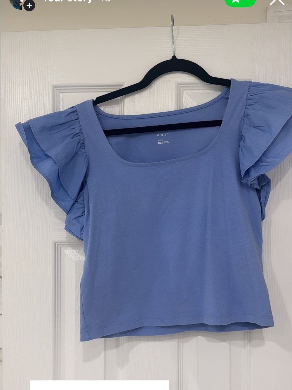 a new day Light Blue Ruffle Sleeve Crop Top